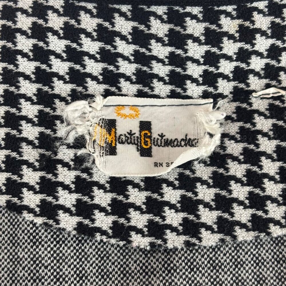 Vintage 80s Houndstooth Blazer Womens Large Black & White Single Button Jacket - Picture 6 of 8